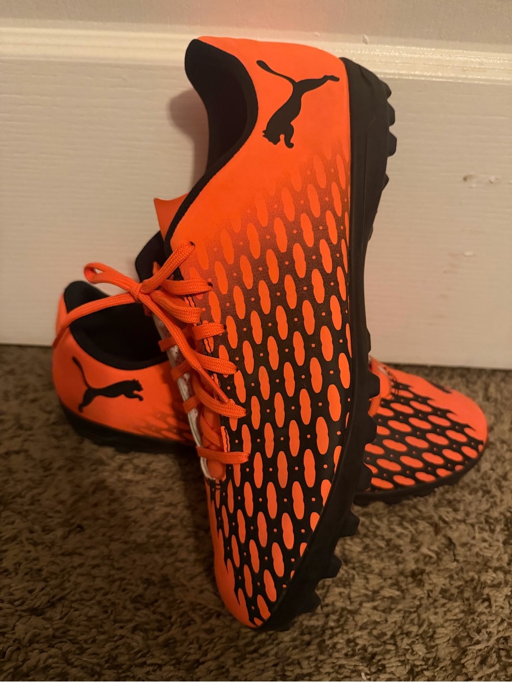 Puma Orange and Black Men's Turf Soccer Cleats